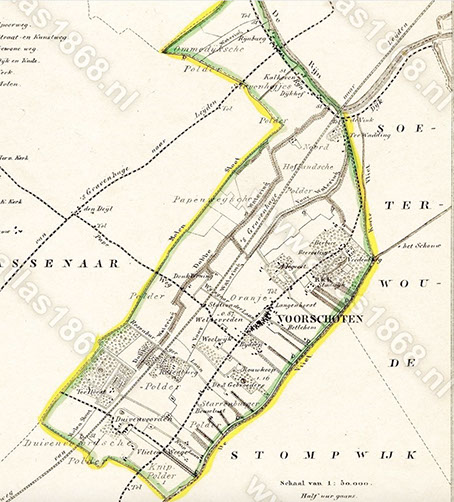 Gemeentegrens Voorschoten. Atlas1868.nl